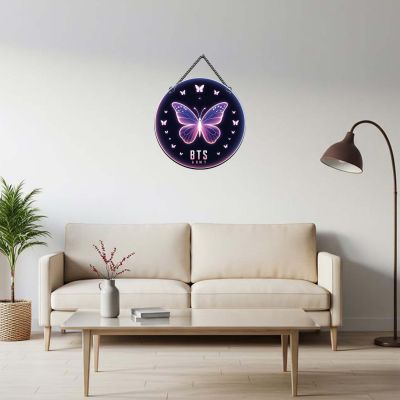 BTS Army Logo Butterfly Wall Hanging K-Pop Themed Room Decor for Bedroom & Kids Room Birthday Gift for BTS Fans Wall Art Decor